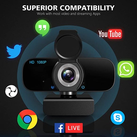 Webcam HD 1080p USB PC Computer Full HD Video Streaming Conferencing Gaming - Picture 5 of 5
